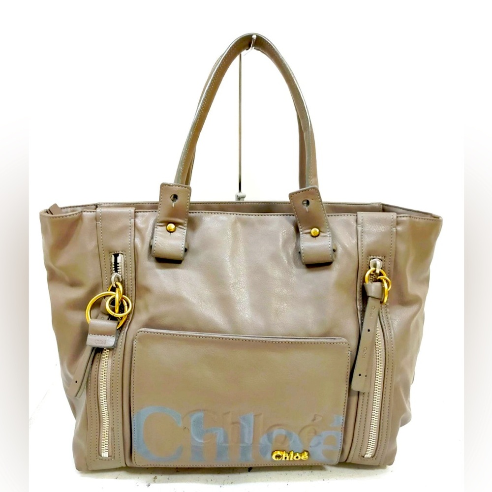 Authentic Chloe Taupe Eclipse Commuter Leather Tote Logo Insert/Dustbag/Charm